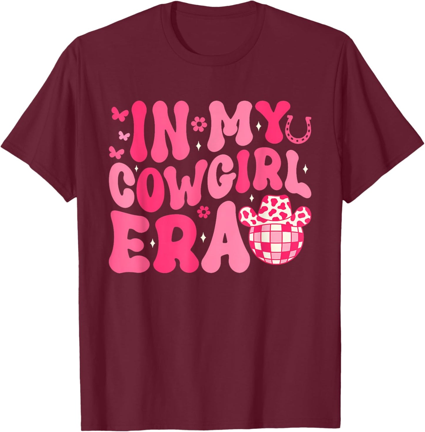 In My Cowgirl Era Groovy Cute Western Rodeo Cowgirl T-Shirt - T-Shirt | Maroon