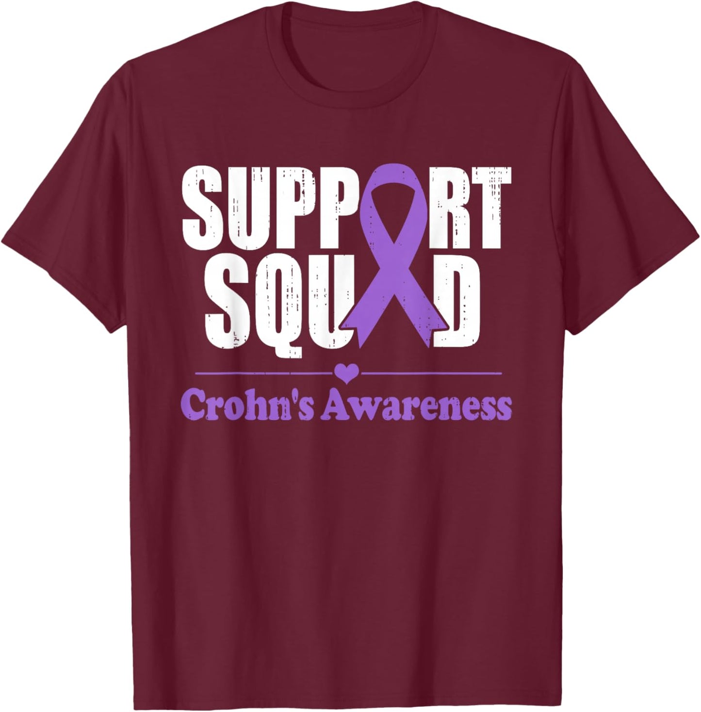 Support Crohns Disease Squad Purple Ribbon Crohn's Awareness T-Shirt - T-Shirt | Maroon