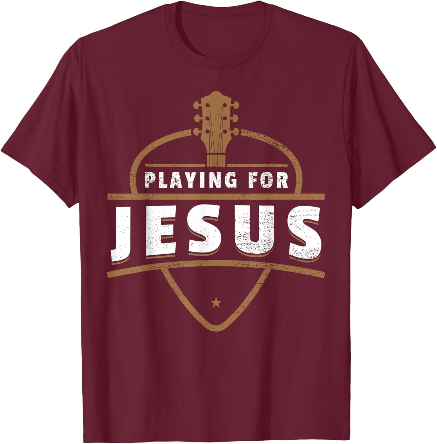 Guitar Playing For Jesus - Christian Guitarist T-Shirt - T-Shirt | Maroon