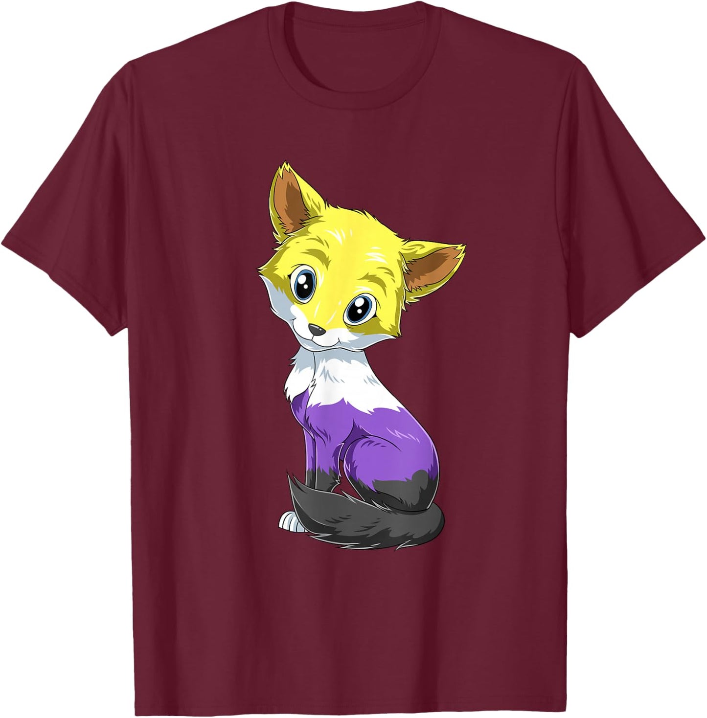 Nonbinary Fox - Genderqueer Pride LGBTQ T-Shirt - T-Shirt | Maroon
