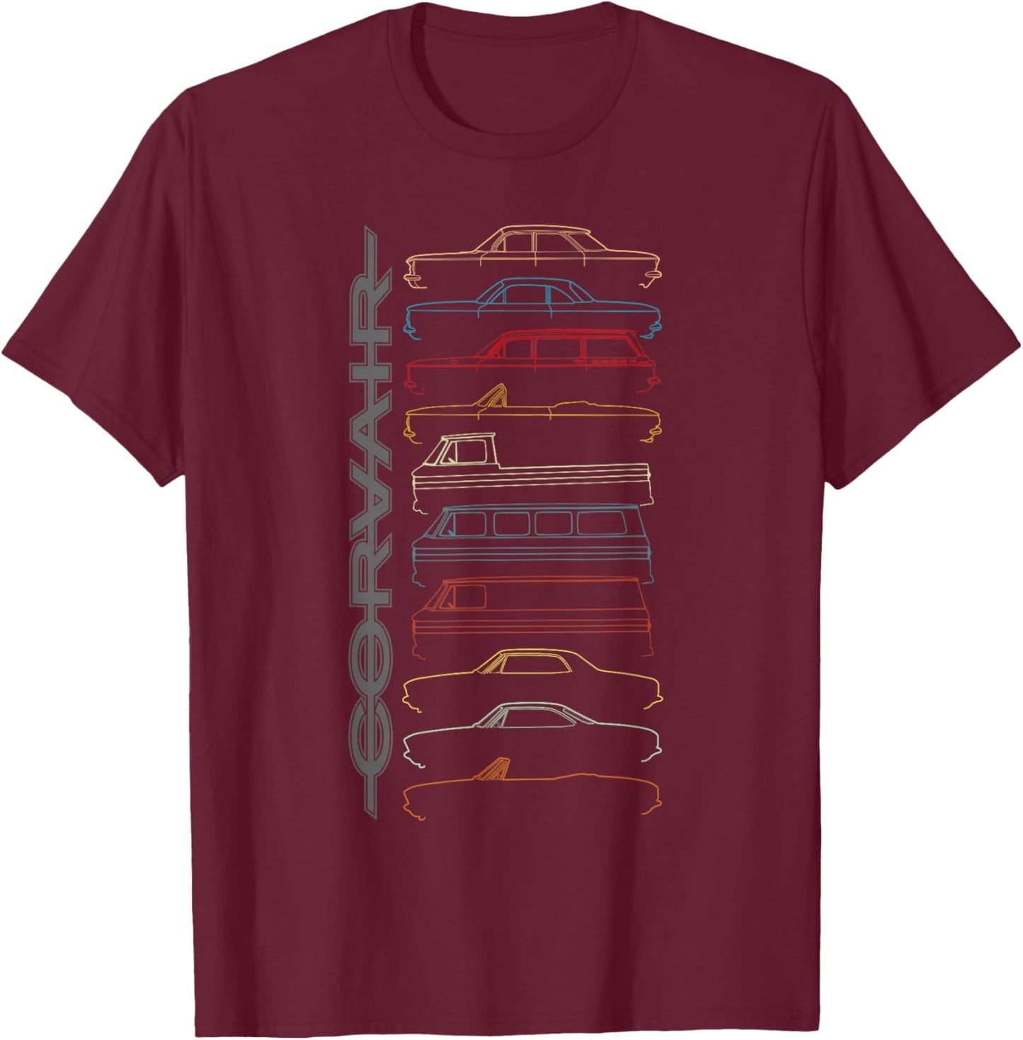 FlatSix Graphics LLc Corvair All Models - -Adults, Black, Small T-Shirt - T-Shirt | Maroon