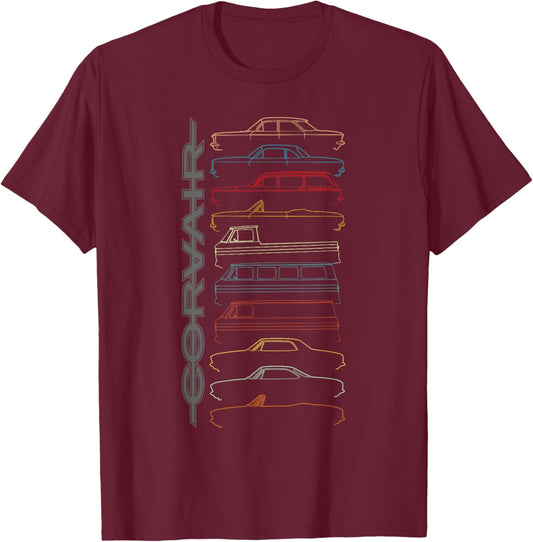 FlatSix Graphics LLc Corvair All Models - -Adults, Black, Small T-Shirt - T-Shirt | Maroon