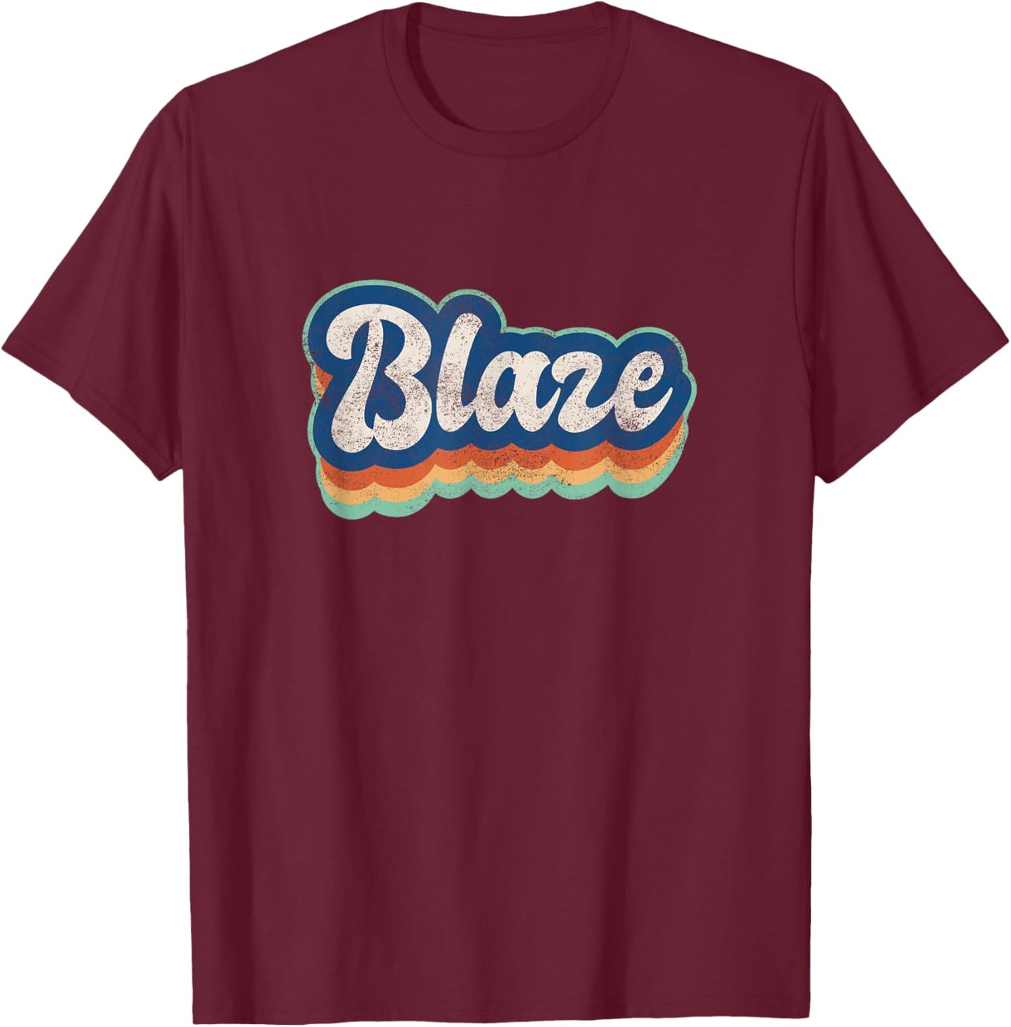 Blaze First Name Boy Vintage Style 70s 80s Personalized T-Shirt - T-Shirt | Maroon