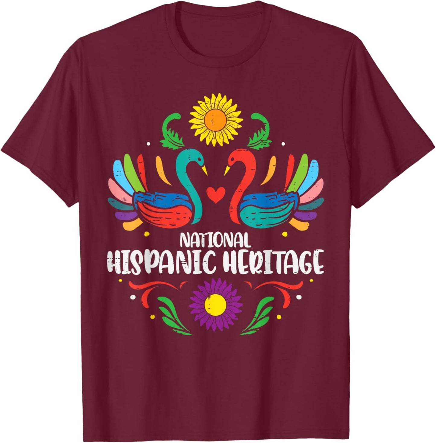 National Hispanic Heritage Month Otomi Birds Women Girls Kid T-Shirt - T-Shirt | Maroon