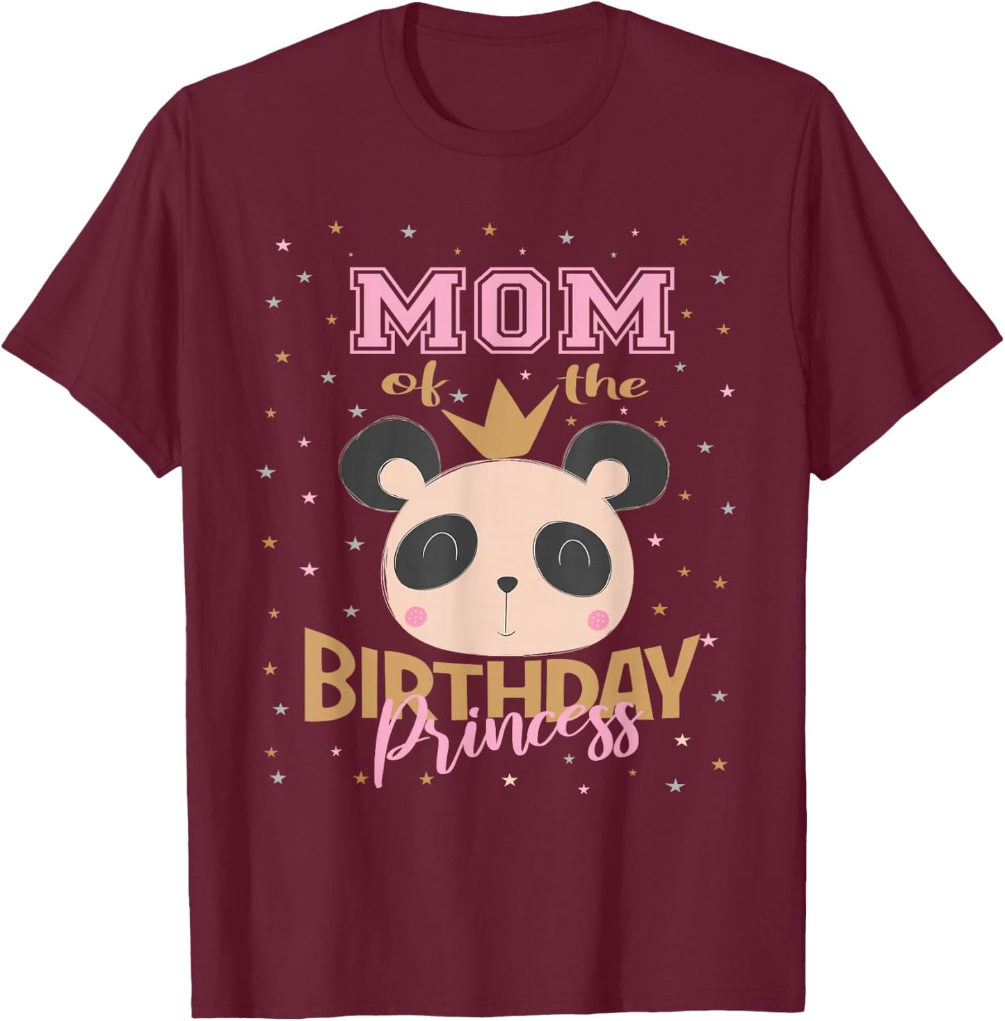 Mom Of The Birthday Princess Girl Panda Bear Party T-Shirt - T-Shirt | Maroon