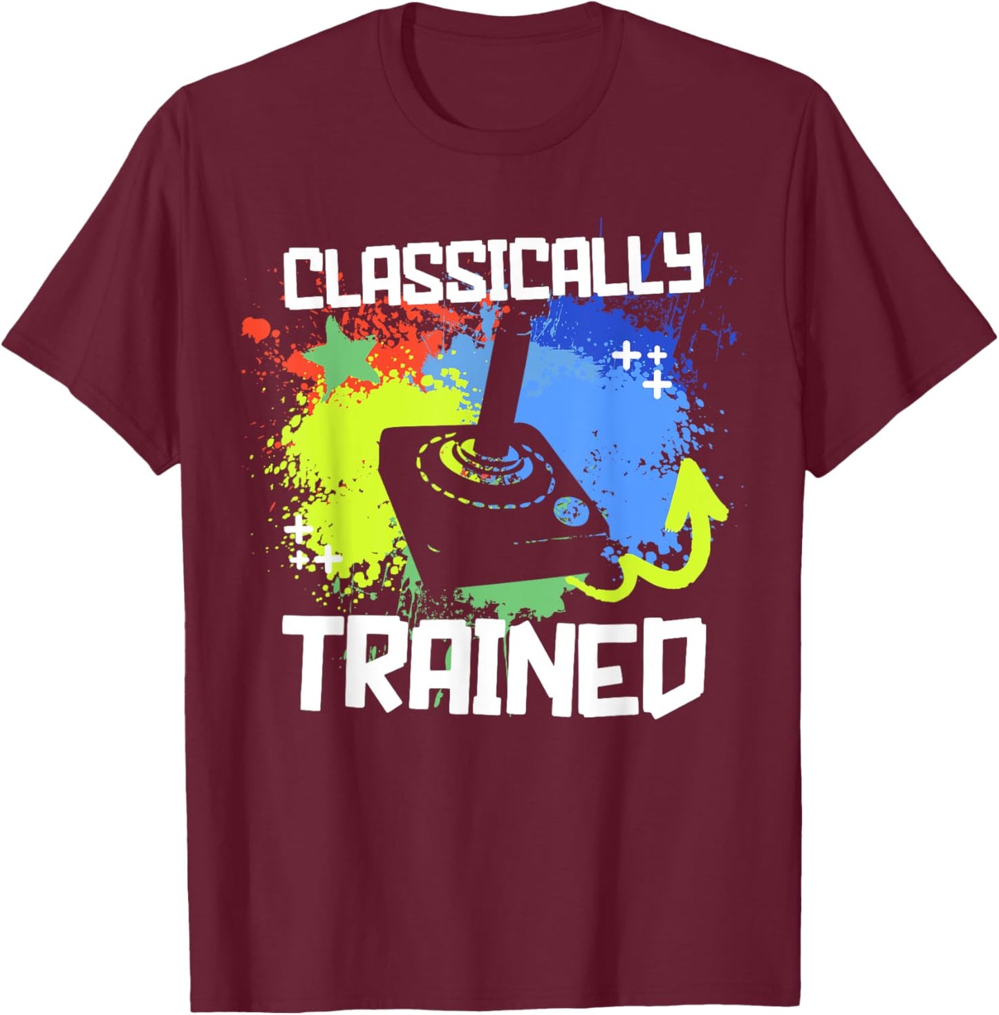 Classically Trained Video Game Retro Gaming Joystick Graphic T-Shirt - T-Shirt | Maroon