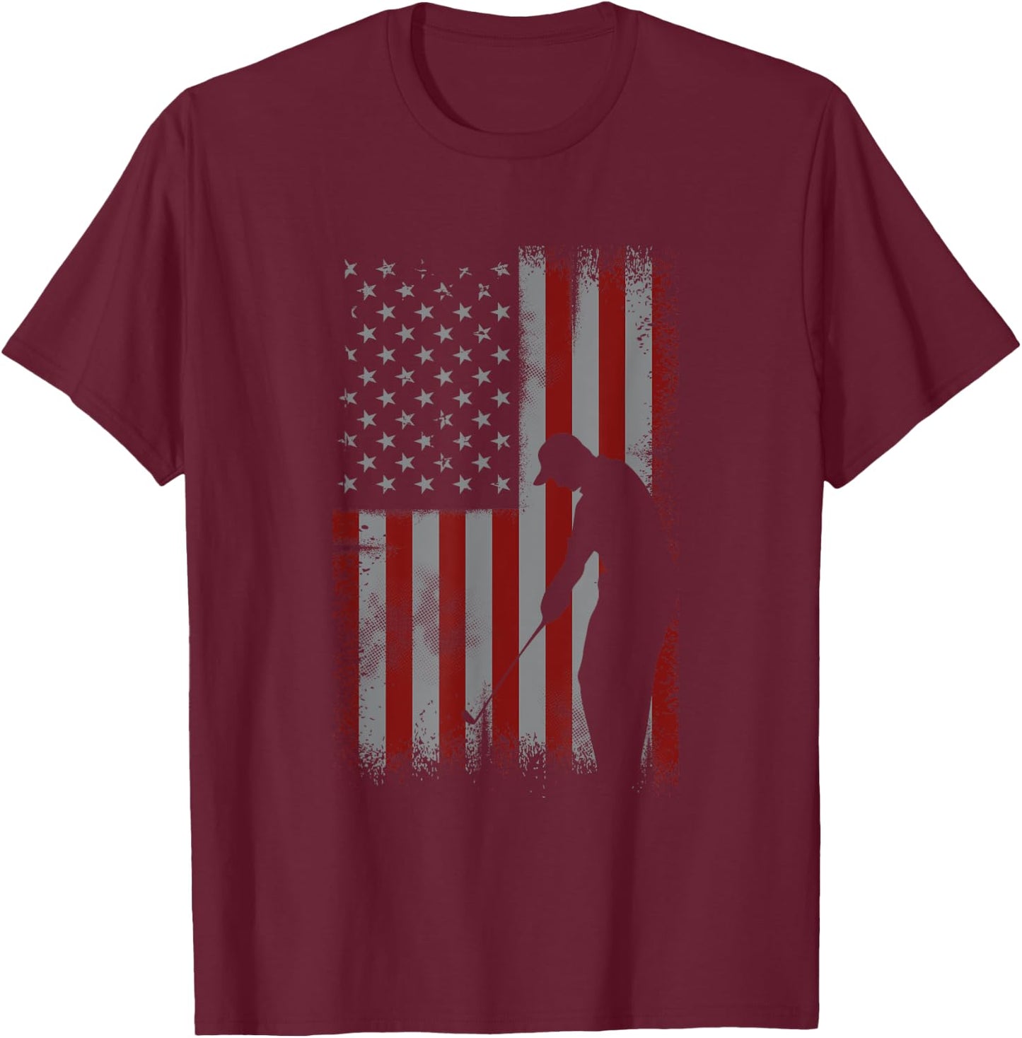 Retro American Flag Golf Gift Golfer Men Golf Club Gift T-Shirt - T-Shirt | Maroon