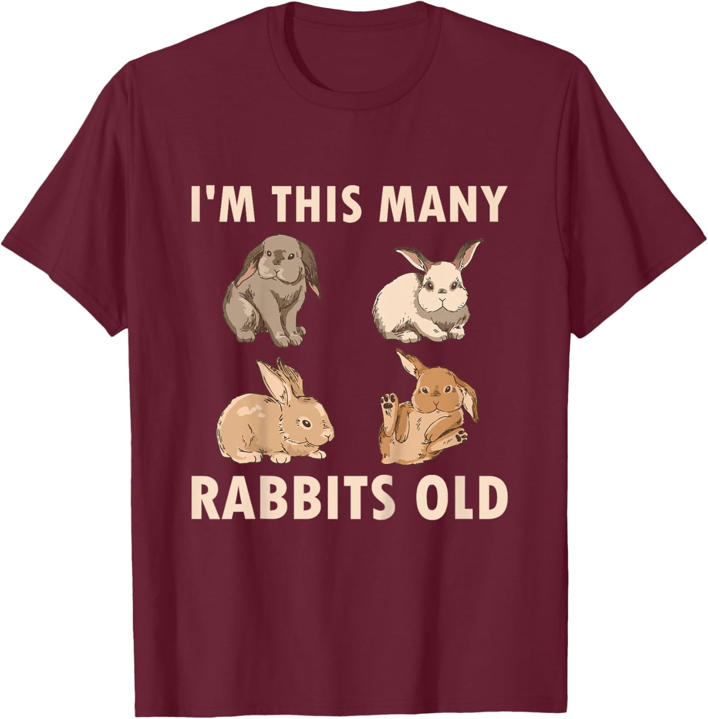4 Year Old Bunny Rabbits Old 4th Birthday T-Shirt - T-Shirt | Maroon