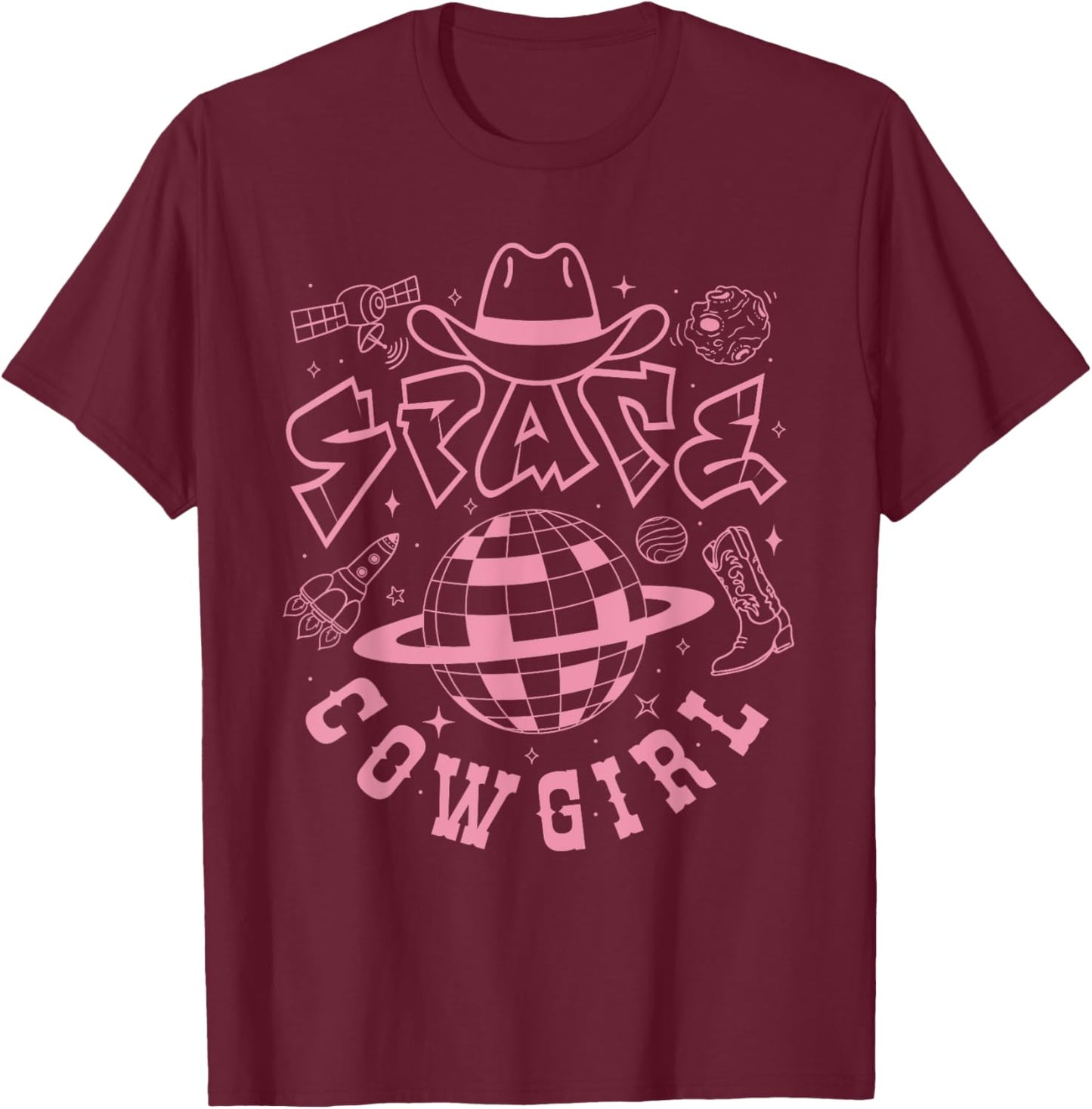 Space Cowgirls Shirt Bachelorette Party Rodeo Girls Women T-Shirt - T-Shirt | Maroon
