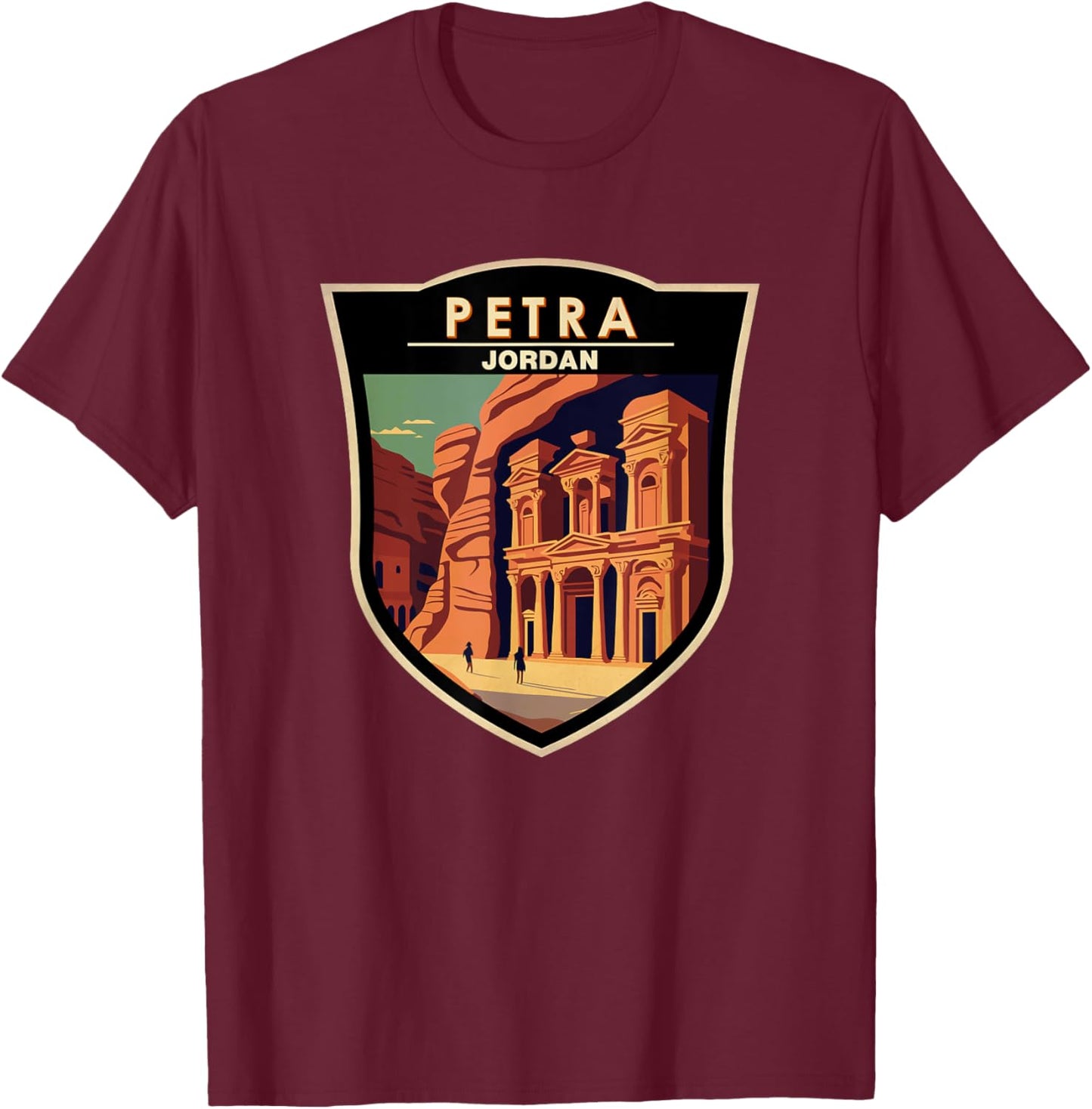 Petra Landmark Badge Vintage T-Shirt - T-Shirt | Maroon