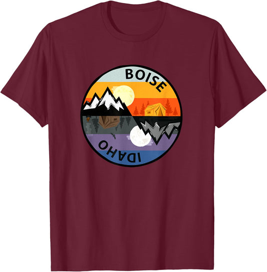 Retro Vintage Boise, Idaho Souvenir Camping T-Shirt - T-Shirt | Maroon