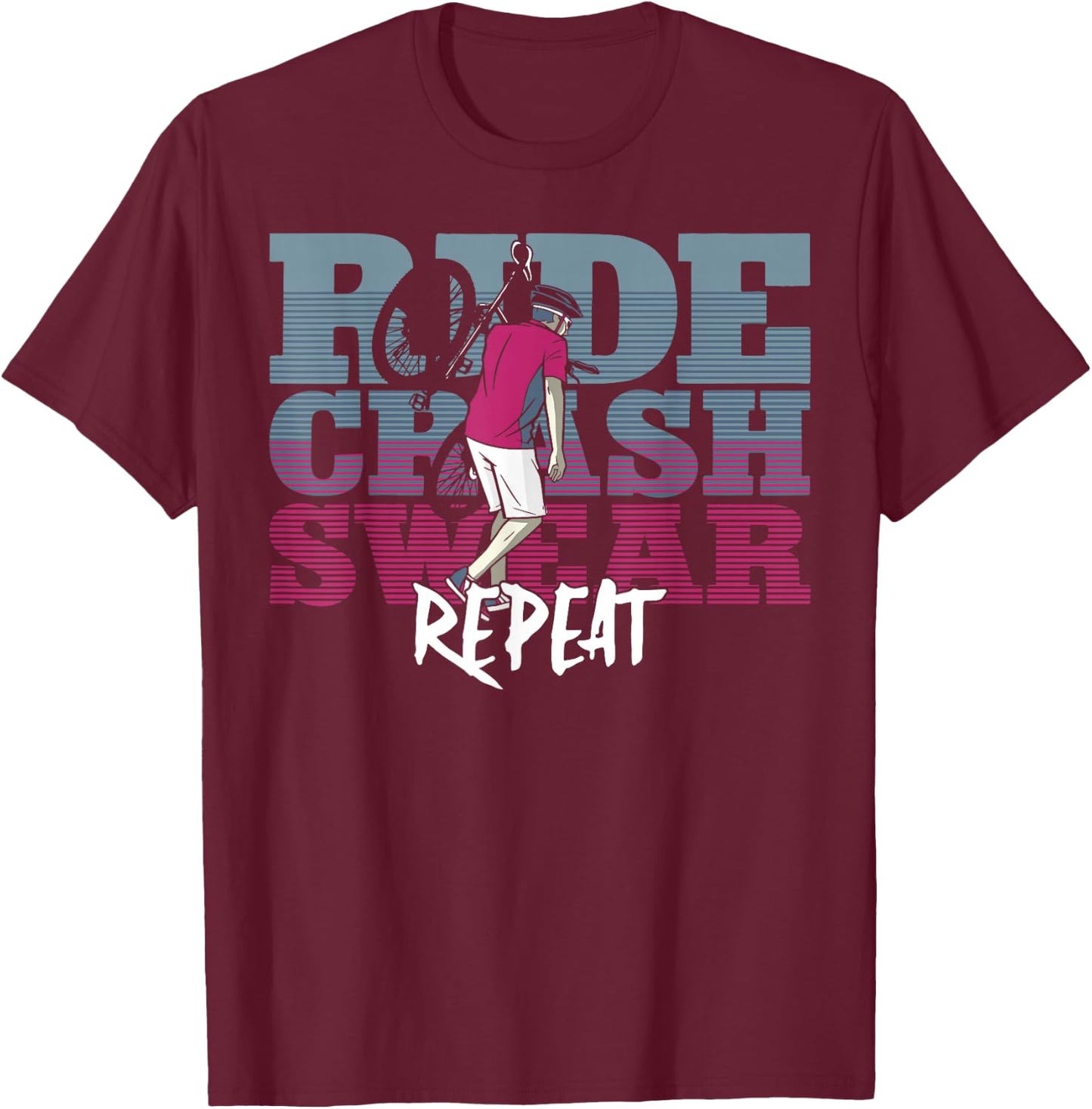 Enduro MTB Mountain Bike Riding Downhill Vintage Ride Crash T-Shirt - T-Shirt | Maroon
