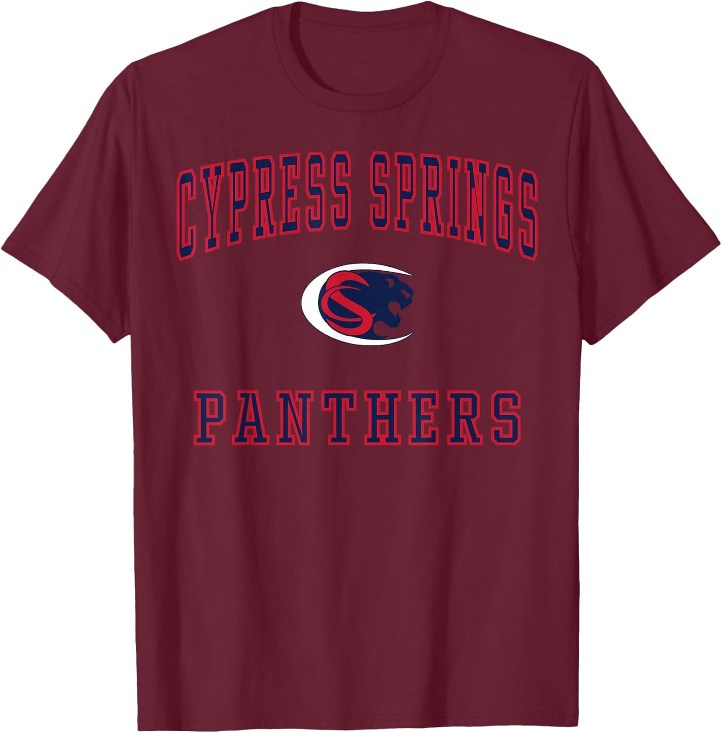 Cypress Springs High School Panthers C1 T-Shirt - T-Shirt | Maroon