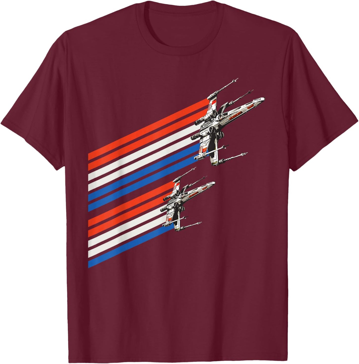 Star Wars X-Wing Starfighters American Flag T-Shirt - T-Shirt | Maroon