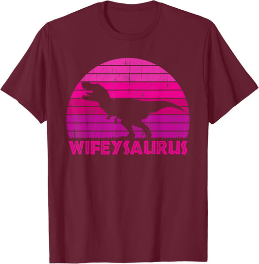 Wifeysaurus - Funny Dinosaur Lover Wife Matching Couple T-Shirt - T-Shirt | Maroon