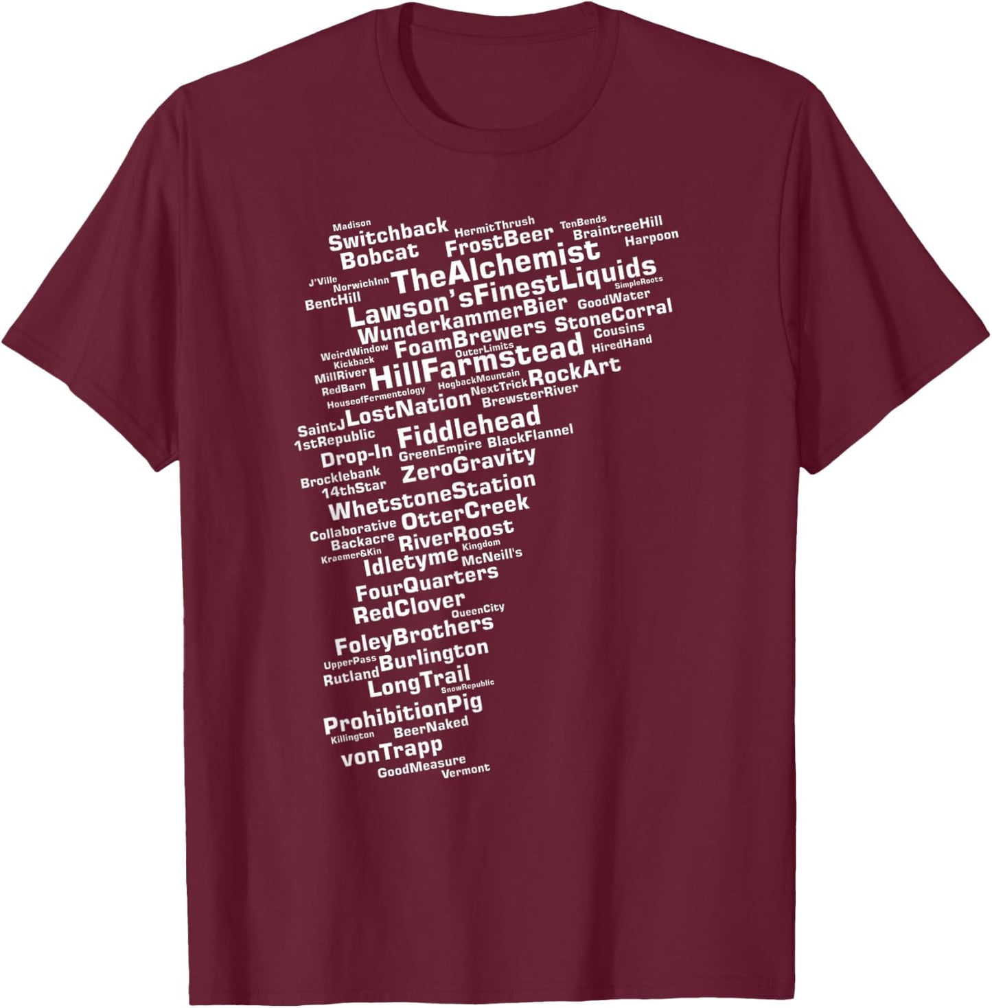 Cracked Toad Design Co. Vermont Breweries - Men's -Adults Black Small Classic Fit Short Sleeve T-Shirt - T-Shirt | Maroon