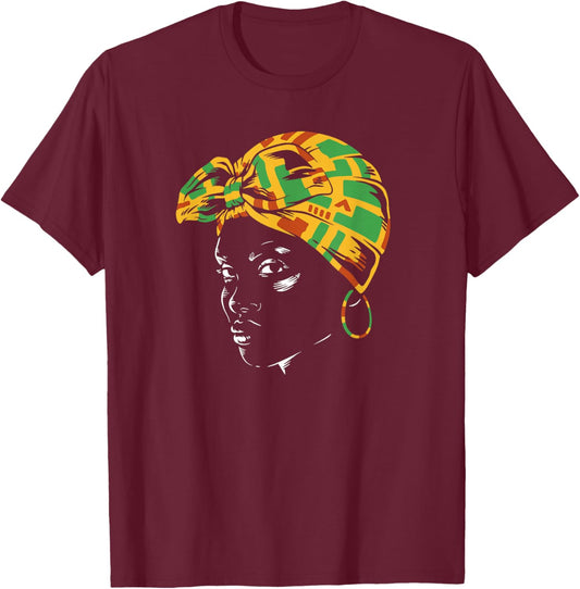 Chapeau Traditionnel Africain pour Femme T-Shirt - T-Shirt | Maroon