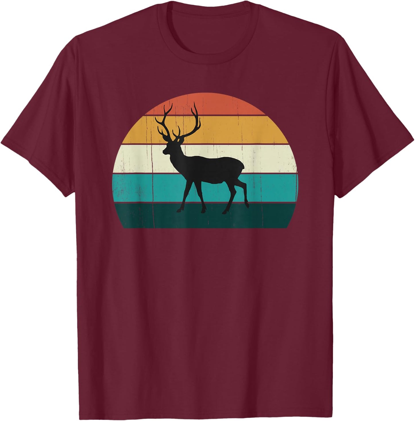 Funny Retro Deer Cool Sunset Gift T-Shirt - T-Shirt | Maroon