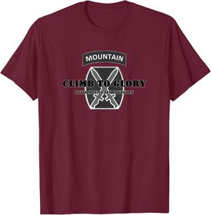 10th Mountain Division Emblem with Motto Army Veteran Gift T-Shirt - T-Shirt | Maroon
