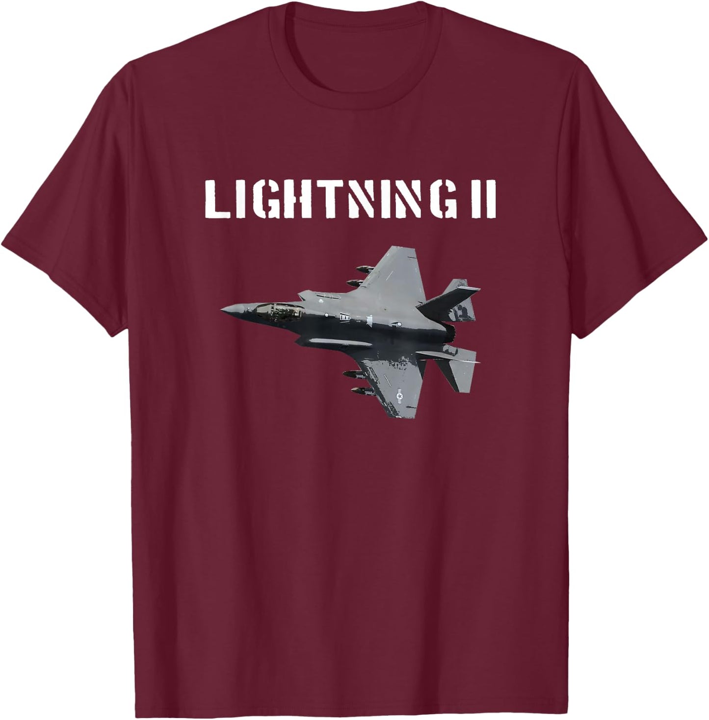 F-35 Lightning 2 FIGHTER PLANE T SHIRT USA PILOT T-Shirt - T-Shirt | Maroon