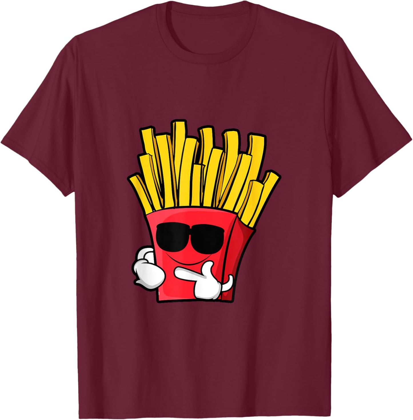 Funny French Fries Hipster Style Fast Food Lover Gifts T-Shirt - T-Shirt | Maroon