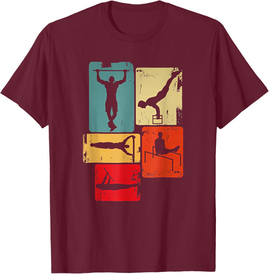 Calisthenics Calistenia Pattern Color Retro T-Shirt - T-Shirt | Maroon