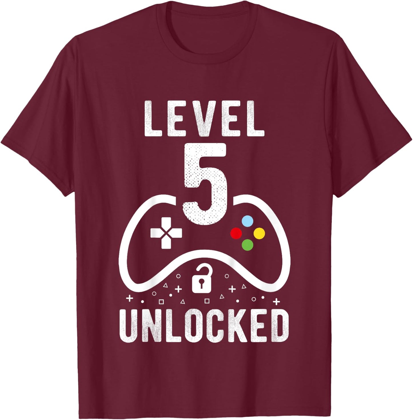 Level 5 Unlocked Video Game 5th Birthday Gift T-Shirt - T-Shirt | Maroon