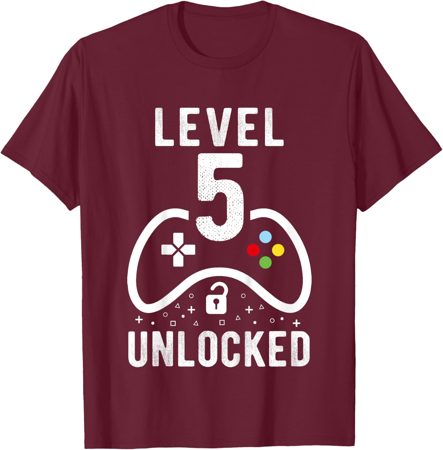 Level 5 Unlocked Video Game 5th Birthday Gift T-Shirt - T-Shirt | Maroon