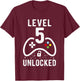 Level 5 Unlocked Video Game 5th Birthday Gift T-Shirt - T-Shirt | Maroon