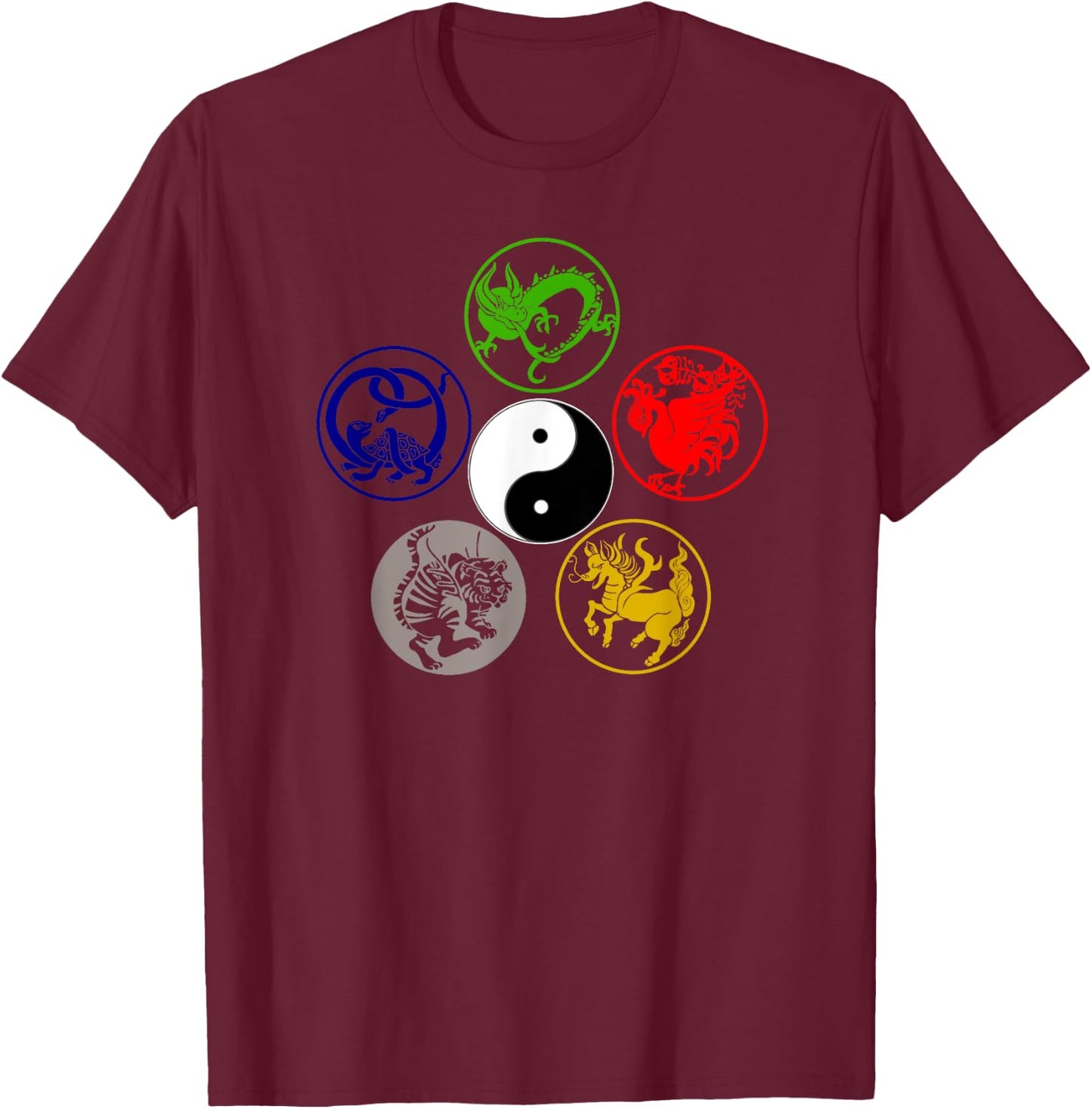 Qi Gong Tai Chi Qigong Chi Gong Yin Yang Men Women Girls Kids T-Shirt - T-Shirt | Maroon