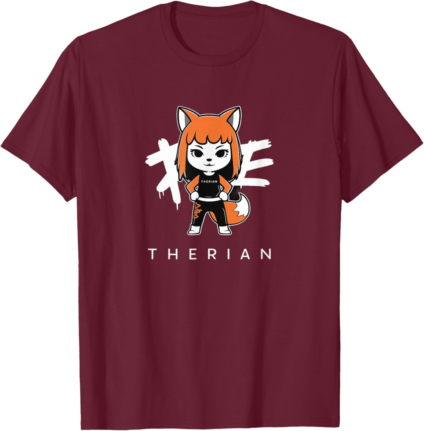 Chibi Therian Fox T-Shirt - T-Shirt | Maroon
