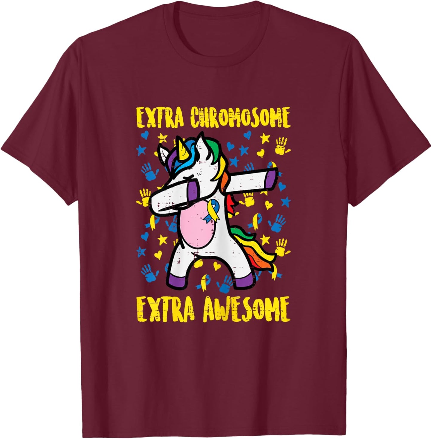 Down Syndrome Unicorn Extra Chromosome Awareness Girls Kids T-Shirt - T-Shirt | Maroon