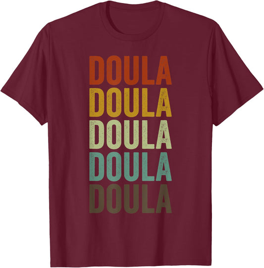Doula Retro Gifts Doula Retro Black Small Classic Fit Short Sleeve -Kids T-Shirt - T-Shirt | Maroon