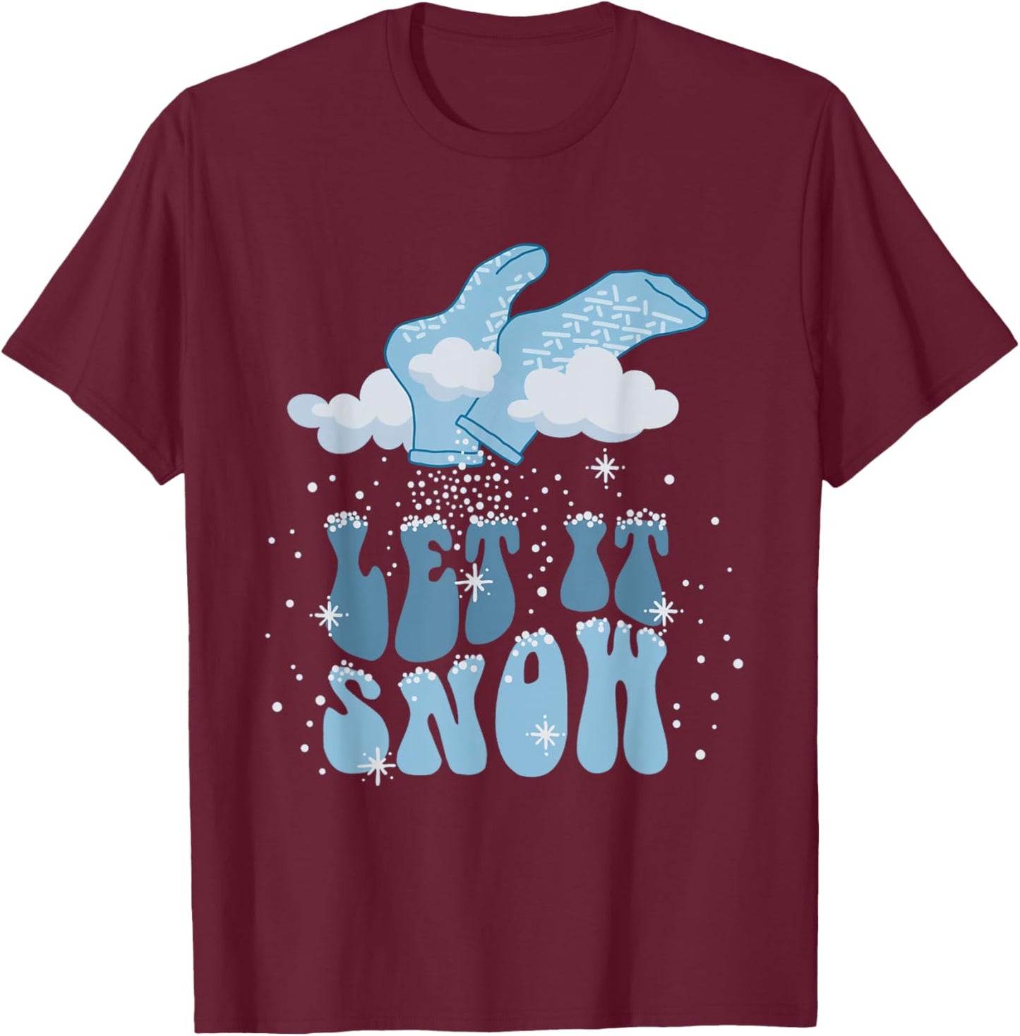 Groovy Let It Snow PCT Patient Care Tech Nurse Christmas CNA T-Shirt - T-Shirt | Maroon