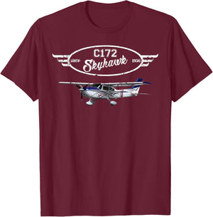 C172 SkyHawk iconic vintage style airplane T-Shirt - T-Shirt | Maroon