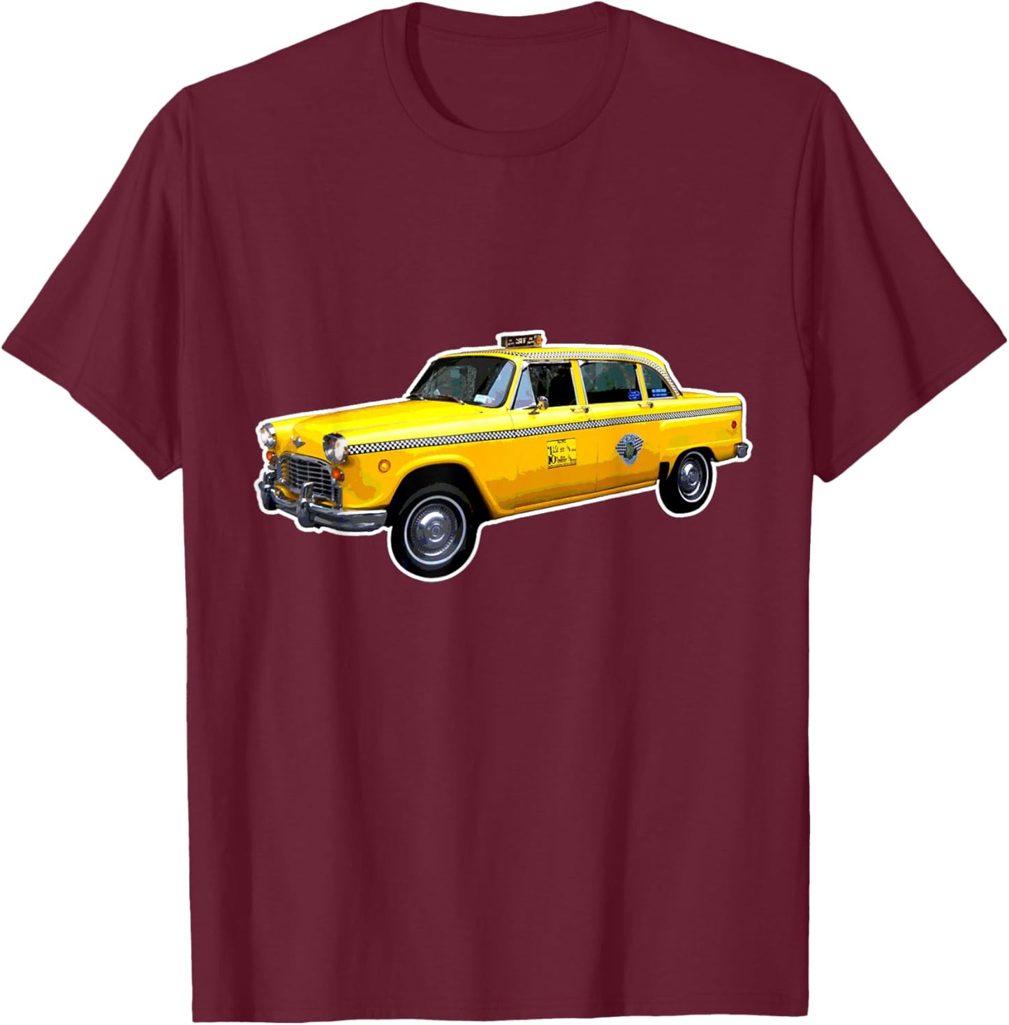 Empire State NY Co NYC Yellow Checker Taxi Cab Driver Retro New York City -Adults T-Shirt - T-Shirt | Maroon