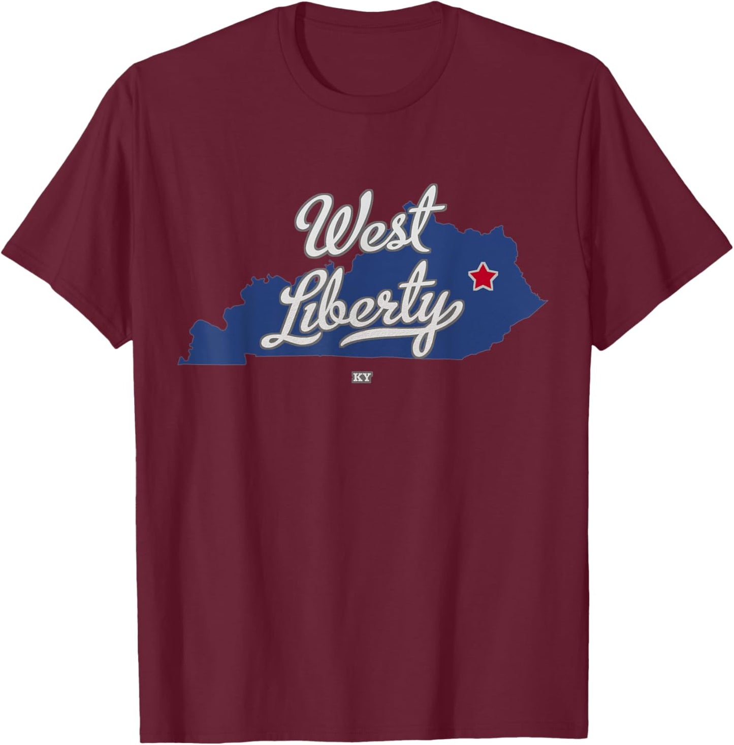 West Liberty Kentucky KY Map T-Shirt - T-Shirt | Maroon
