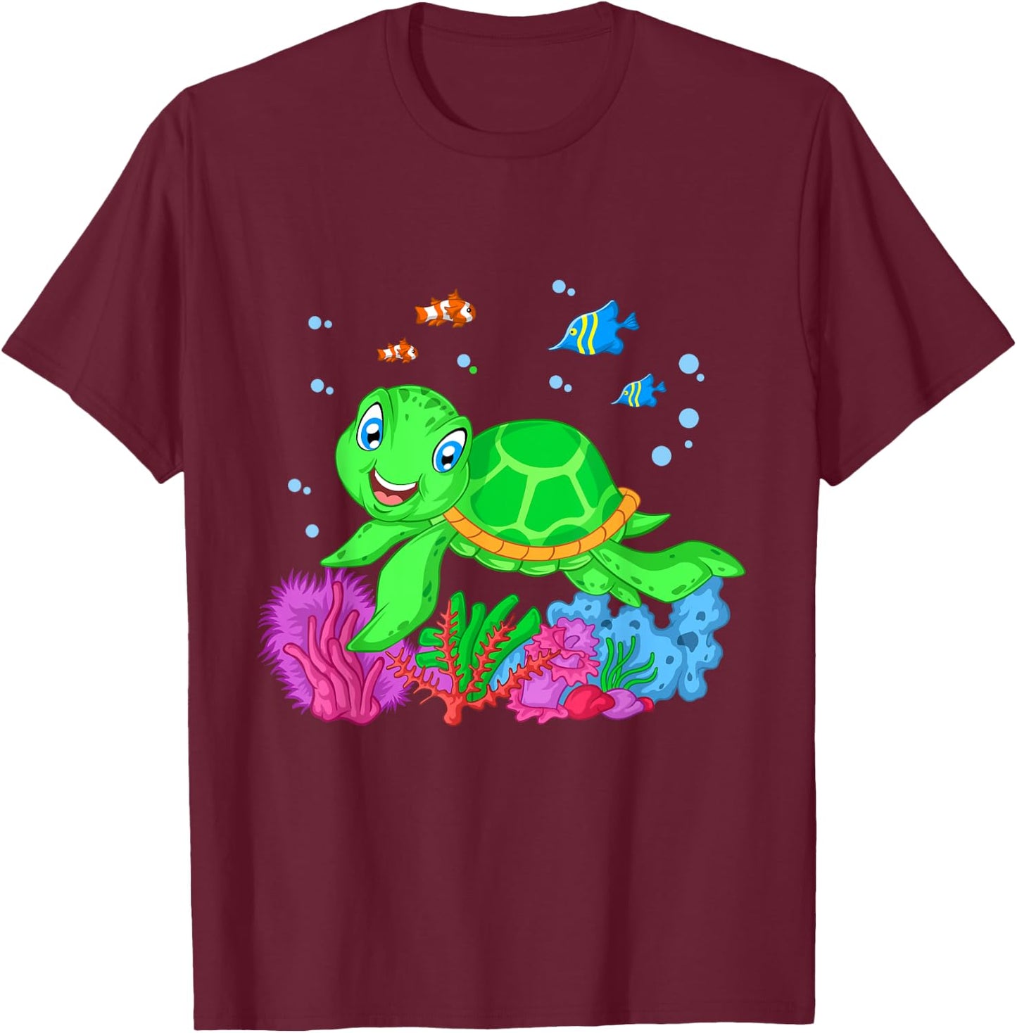 Turtle Cute Sea Animal | Ocean Creature Adult & Kids T-Shirt - T-Shirt | Maroon