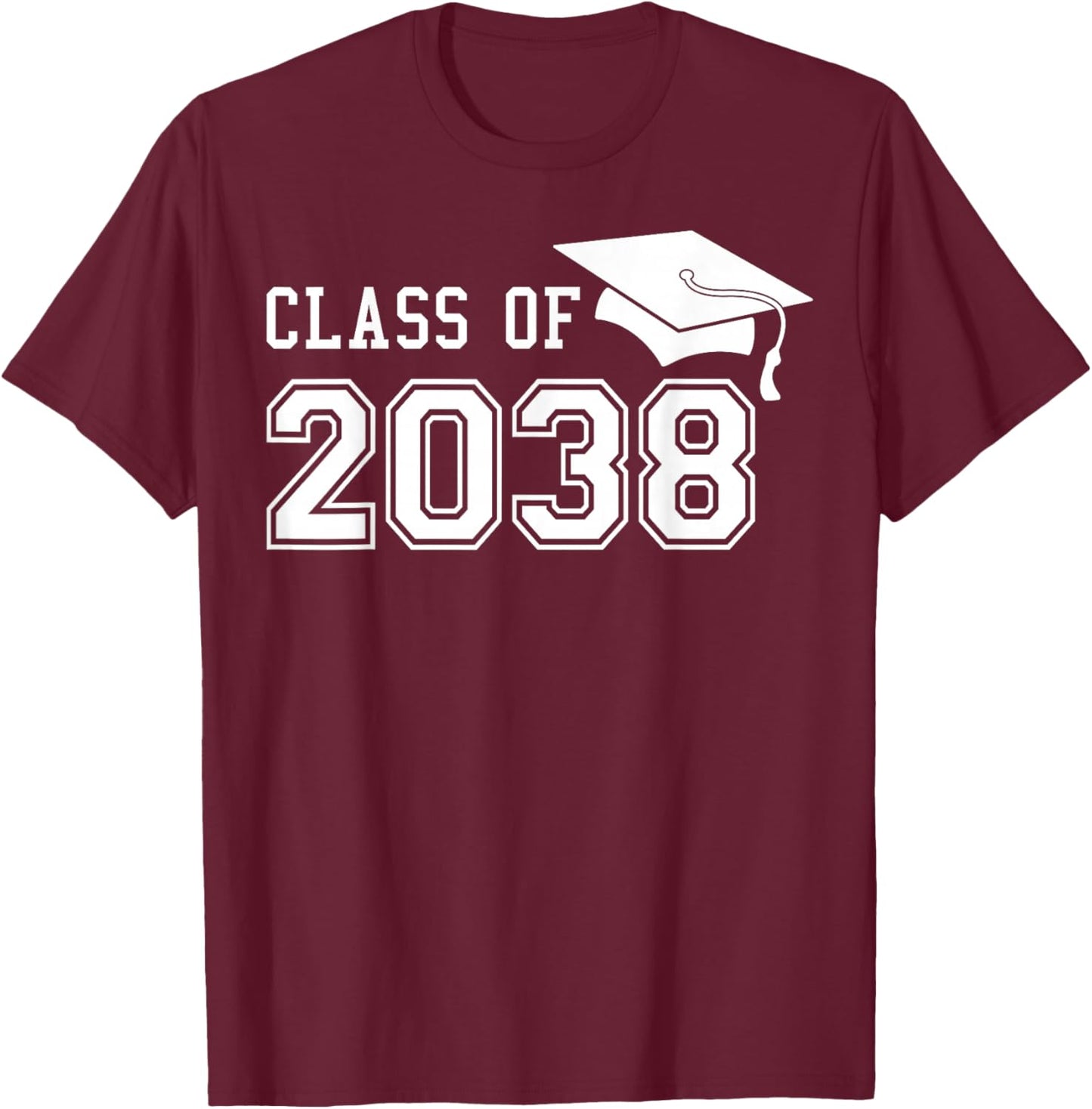 Class of 2038 Grow With Me First Day of School Graduation T-Shirt - T-Shirt | Maroon