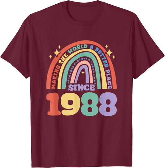 Making the world a better place since 1988, 1988 Birthday T-Shirt - T-Shirt | Maroon