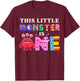 This Little Monster is One 1st Birthday Party Family Monster T-Shirt - T-Shirt | Maroon