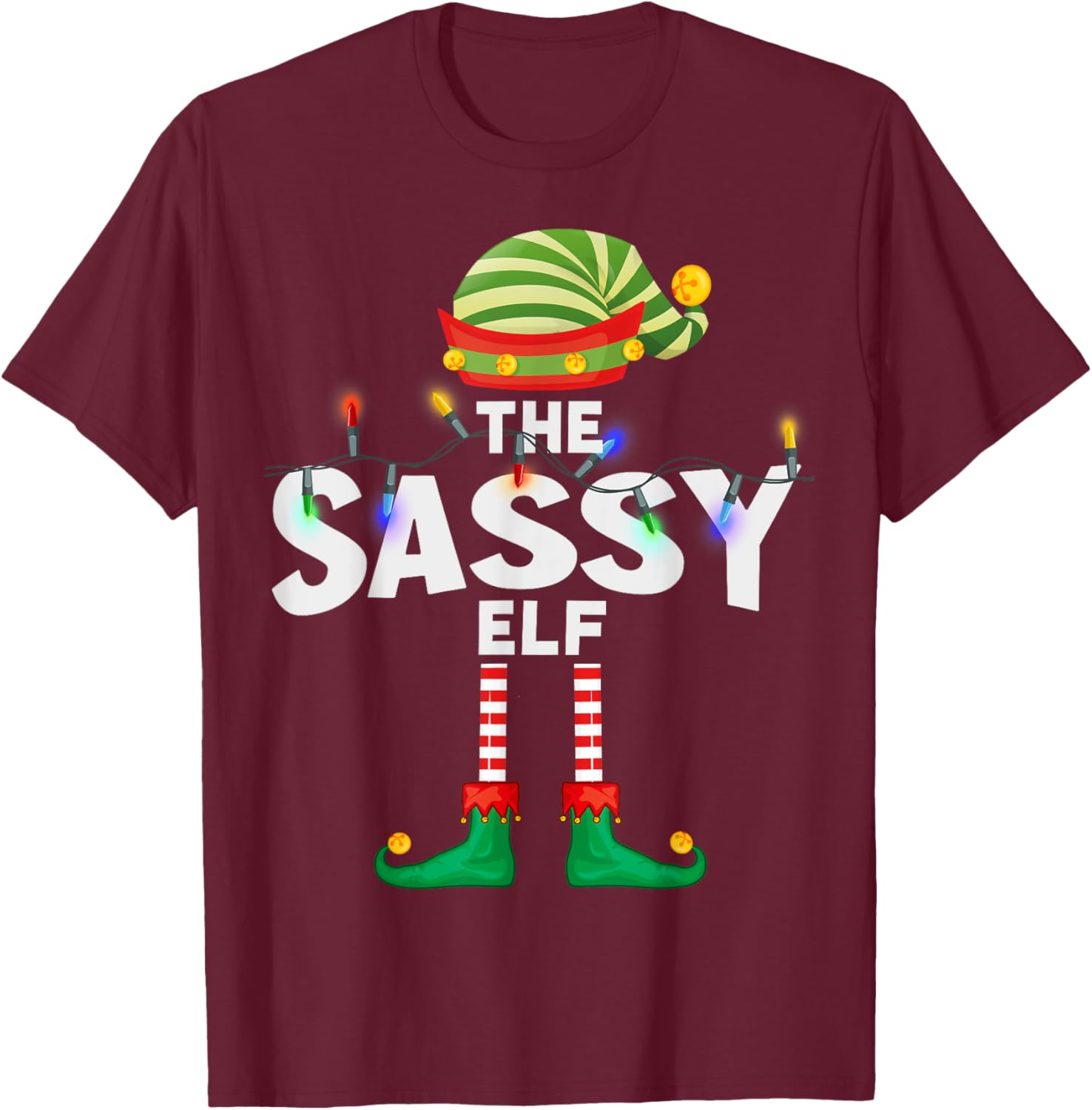 The Sassy Elf Christmas Matching Family T-Shirt - T-Shirt | Maroon