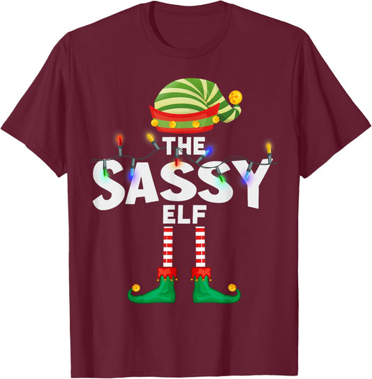 The Sassy Elf Christmas Matching Family T-Shirt - T-Shirt | Maroon