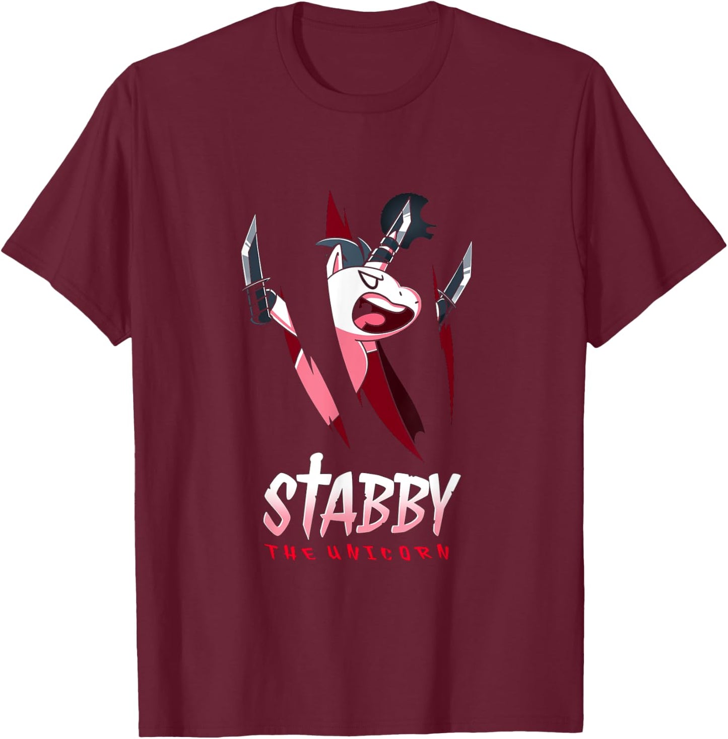 Stabby the Unicorn T-Shirt - T-Shirt | Maroon
