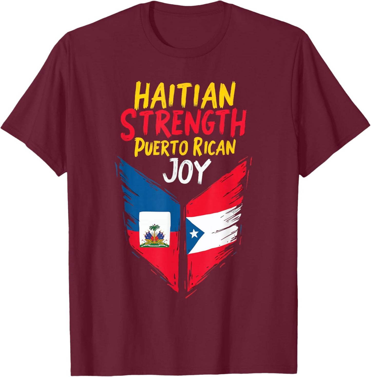 Half Haitian Half Puerto Rican Puerto Rico Flag Haiti T-Shirt - T-Shirt | Maroon