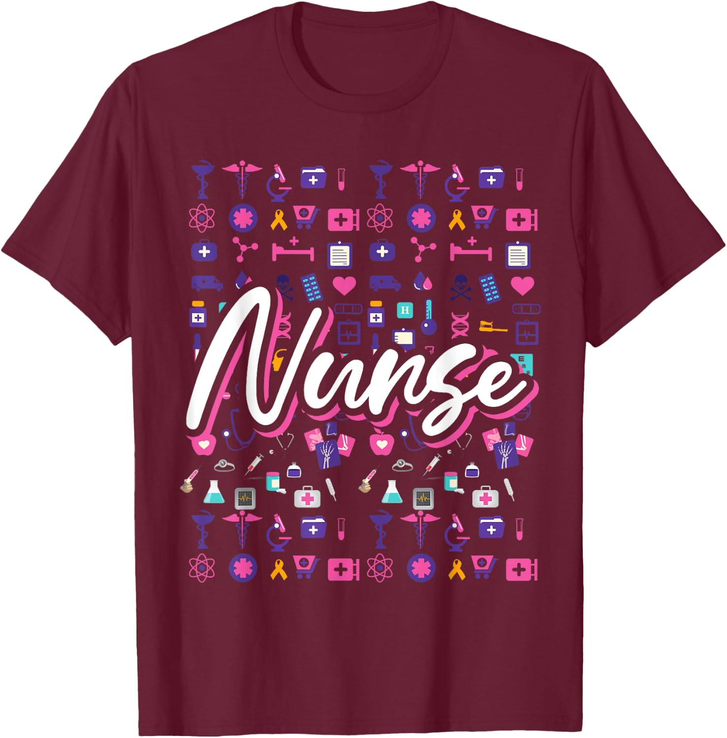 Nurse & Gift Ideas Women's Black Modern Nurse T-Shirt - T-Shirt | Maroon