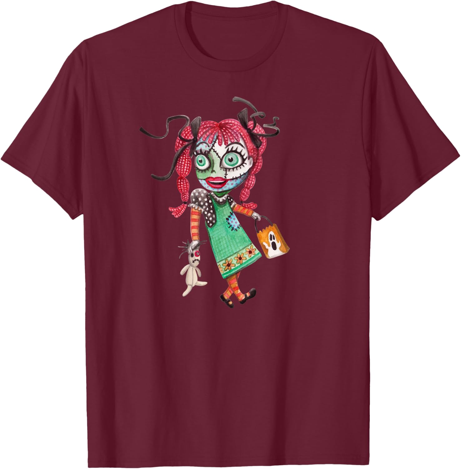 Rag Doll - Halloween Trick or Treat Design T-Shirt - T-Shirt | Maroon