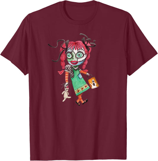 Rag Doll - Halloween Trick or Treat Design T-Shirt - T-Shirt | Maroon