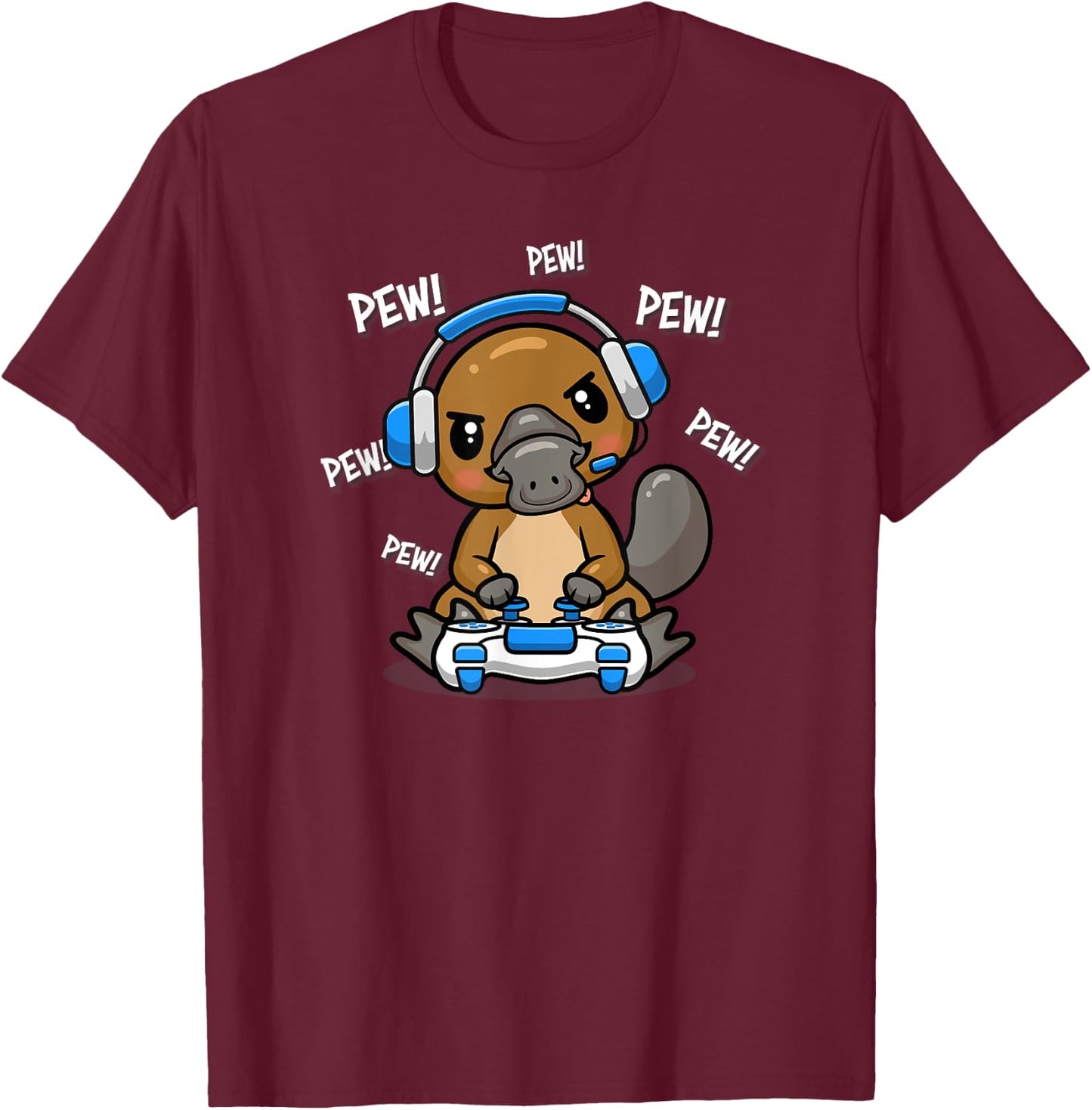 Cute Kawaii Gamer Platypus Lover T-Shirt - T-Shirt | Maroon