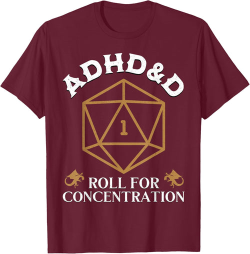 Fantasy Role-Playing Game Custom Vintage ADHD&D Roll For Concentration DnD -Adult Black Small